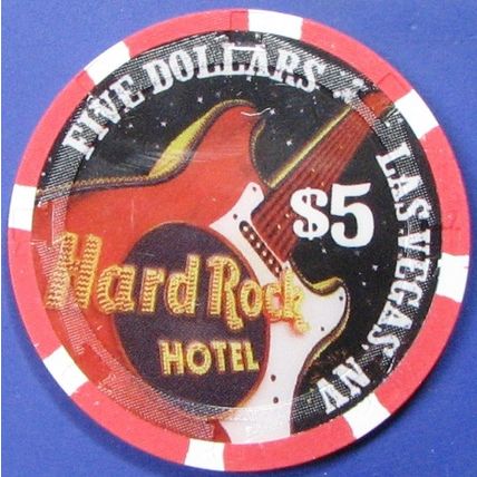 Hard Rock. $5 Casino Chip. Las Vegas, NV. Peace 2005. Z42.