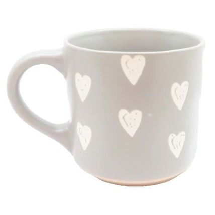 Grey Mug White Heart Pattern 9 CM Gift Tableware Home Decor Kitchen Gift