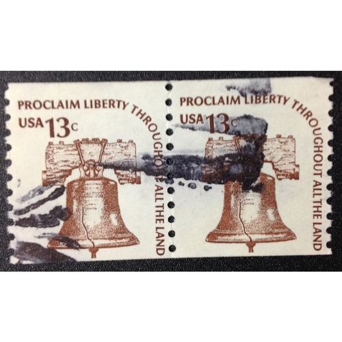 US Stamp #1618 used: 1975 13c Liberty Bell - coil pair [2]
