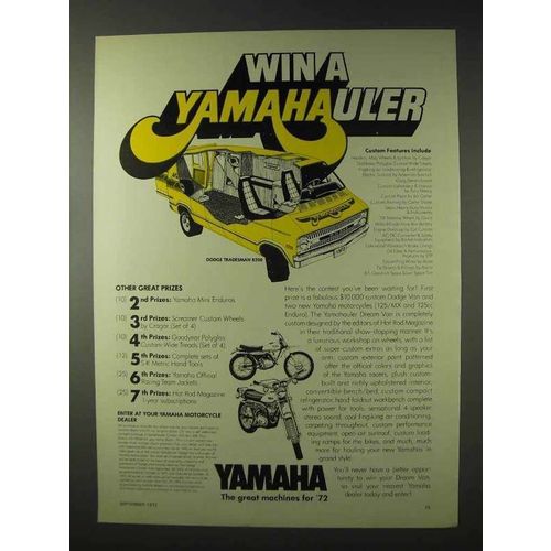 1972 Yamaha Motorcycle Ad - Win a Yamahauler