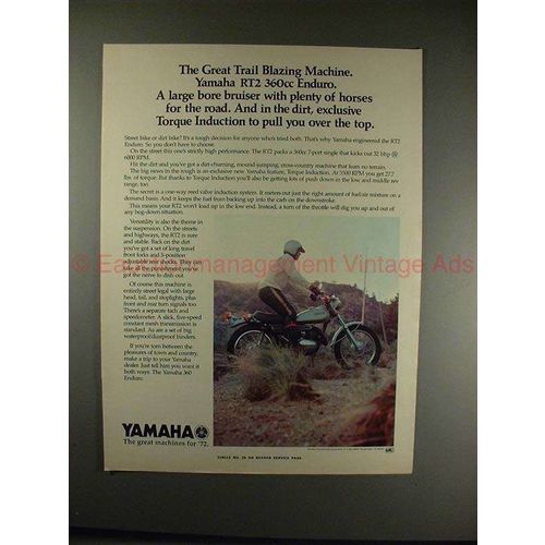 1972 Yamaha RT2 Motorcycle Ad - The Great Trail Blazing