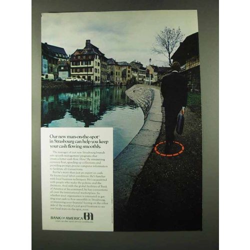 1973 Bank of America Ad - Man-on-the-Spot Strasbourg
