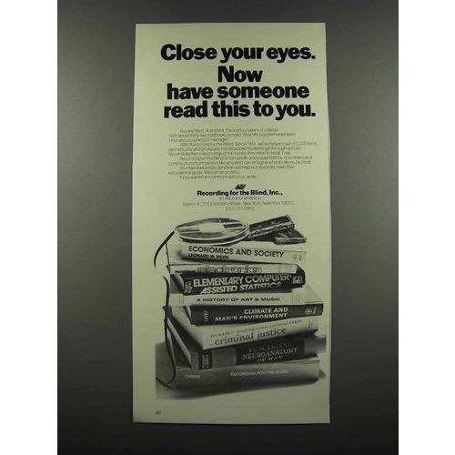 1983 Recording for the Blind, Inc. Ad - Close Your Eyes