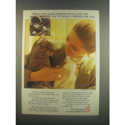 1985 Purina Cat Food Ad - Make Friends With a Kitten