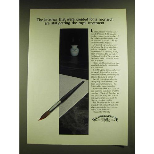 1990 Winsor & Newton Series 7 Sable Water Colour Brushes Ad