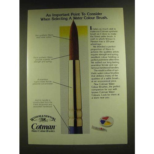 1990 Winsor & Newton Cotman Water Colour Brushes Ad - An important point