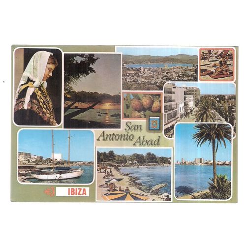 multiview, SAN ANTONIO ABAD , IBIZA, SPAIN used vintage postcard #