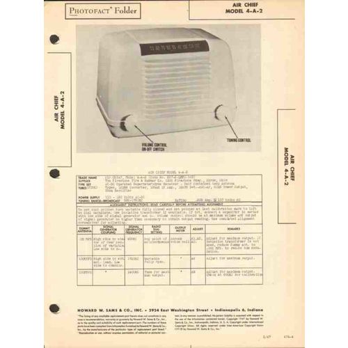 AIR CHIEF model 4-A-2 5 tube AM radio receiver Sams Photofact manual