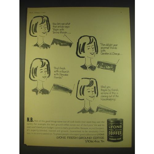 1963 Lyons Fresh Ground Coffee Ad - Now let's see what that article says