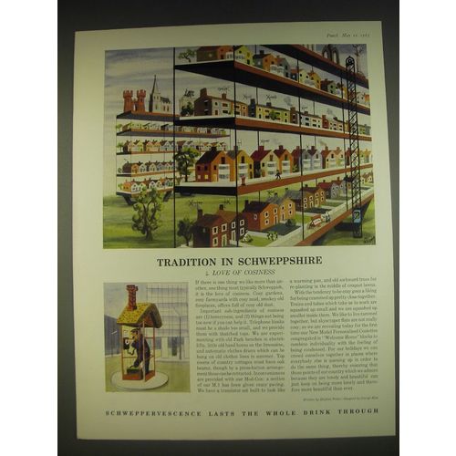 1963 Schweppes Drinks Ad - Stephen Potter, George Him - Love of Cosiness