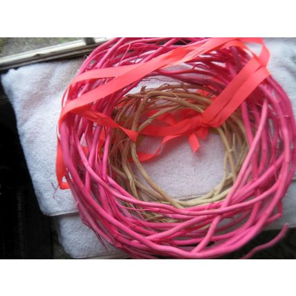 3 Dyed Pink White Bundled Rounded Sticks Wreath Sweet Garden Spring Shop Craft