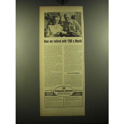 1949 Phoenix Mutual Ad - How we retired with $200 a month