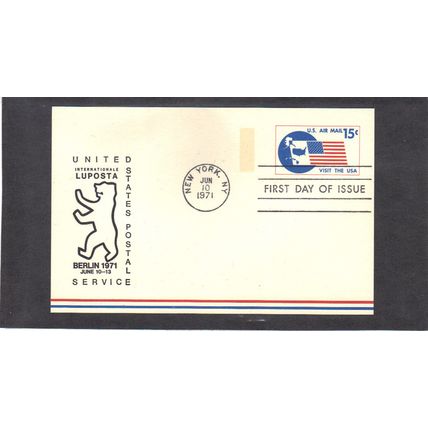 FDC UXC11 15c Flag (No Cachet-U/A) CV40267
