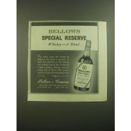 1945 Bellows & Company Special Reserve Whiskey Advertisement