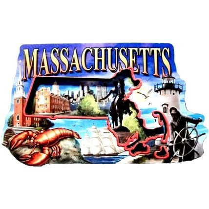 Massachusetts Montage Artwood Fridge Magnet