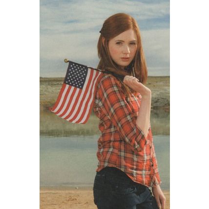 Dr Who Amelia Pond Assistant With USA American Flag Postcard