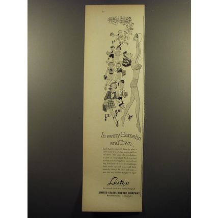 1952 United States Rubber Company Lastex Yarn Ad - In every Hamelin and Town
