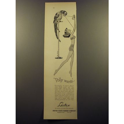 1952 United States Rubber Company Lastex Yarn Ad - Polly wants