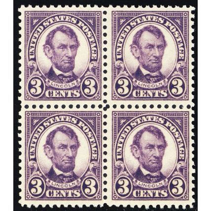 555, Mint NH 3¢ FVF Block of Four Fresh Stamps CV $110.00 * Stuart Katz