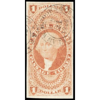 R74a, Superb Gem Passage Ticket Revenue Stamp Cat $350.00 - Stuart Katz