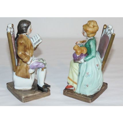 Vintage 5" Ceramic Victorian Seated Figurine Couple- EUC