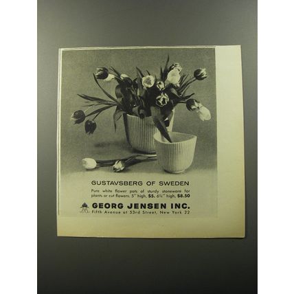 1956 Georg Jensen Gustavsberg Flower Pots Ad - Gustavsberg of Sweden