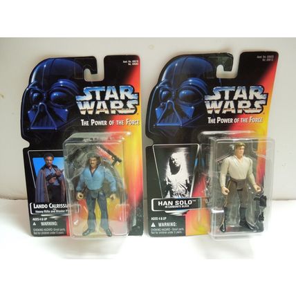 Han Solo Carbonite + Lando Calrissian Star Wars Power of The Force Kenner Figure