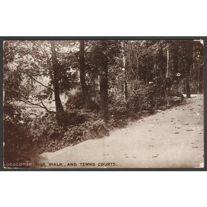 Pine Walk & Tennis Courts, Boscombe, Hampshire, 1915 - Bromide Gloss Postcard