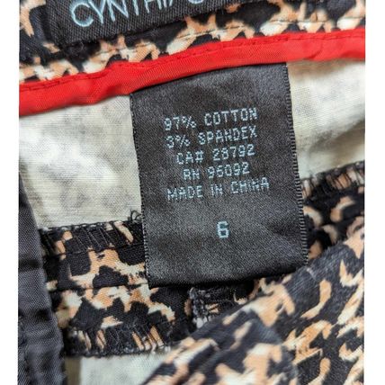 Cynthia Rowley Cropped Trousers Size 6 Cotton Black Beige Preppy Career Wear