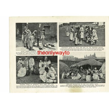 Dancing, Music, Slaves & Coptic Faith, Ethiopia, Book Illustration, c1930