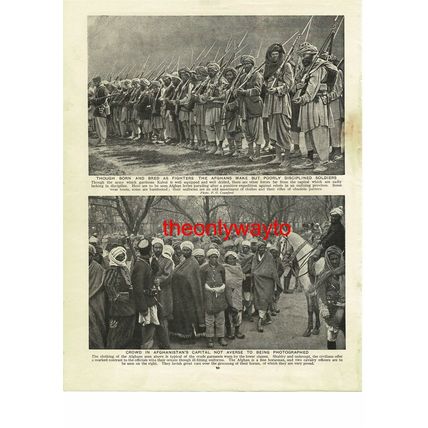 Afghan Fighters & Crowd In Kabul, Afghanistan, Book Illustration (Print), c1930
