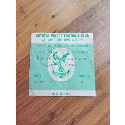 1980/81 Crystal Palace vs Tottenham / Spurs Division 1 Programme & Ticket