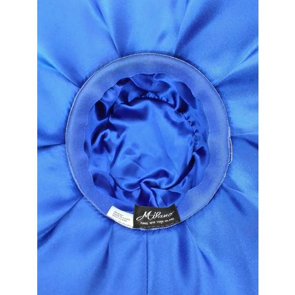 Vintage Milano Paris Derby Blue Embroidered Floral Beaded Feather Cocktail Hat