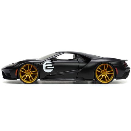 2017 Ford GT #2 Matt Black with Silver Stripes and Gold Wheels "Bigtime Muscl...