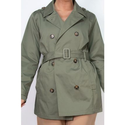 Double-breasted Notch Belted Coat