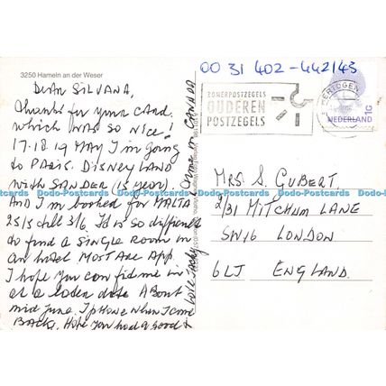 D022760 Stadt der Rattenfangersage Hameln. 3250 Hameln an der Weser. Wagner Vlot