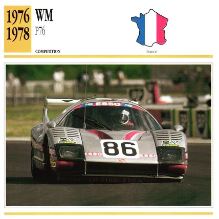 Collectors Club card. Classic Cars. WM P76 racing car