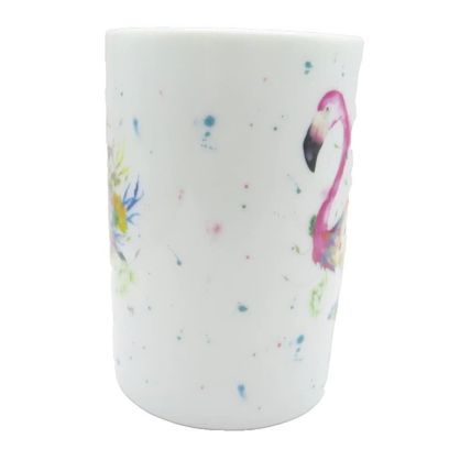 Floral Flamingo Mug Fine China Ceramic 10.5 CM Gift Microwave & Dishwasher Safe