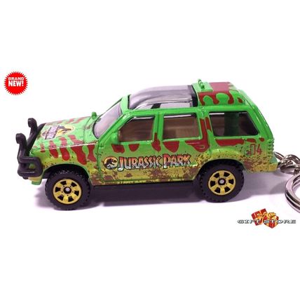 RARE CUSTOM KEYCHAIN GREEN FORD EXPLORER JURASSIC PARK ❤️GREAT GIFT❤️