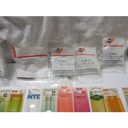 Vintage Lot of 60 Packets Resistors NTE,ECG, RCA,SK Factory Sealed