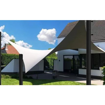 Sun Shade Sail 2 Pole 9Ft Outdoor Sunshade Sail Post Support Awning Canopy Heavy