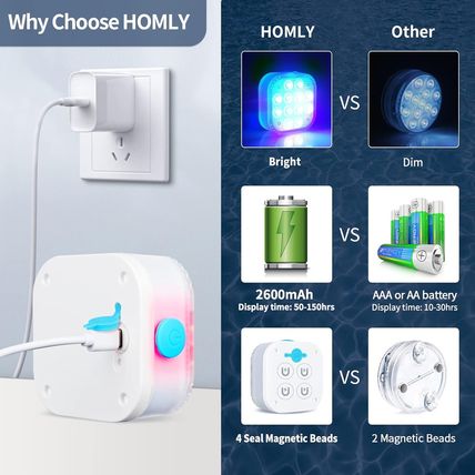 Homly Rechargeable Submersible Pool Lights with Remote, Waterproof Underwater Ch