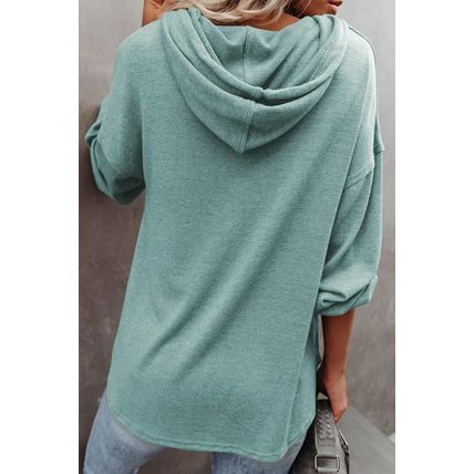 Buttoned High and Low Hem Hoodie