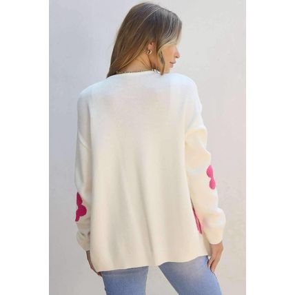 Rose Red Flower Pattern Open Front Cardigan