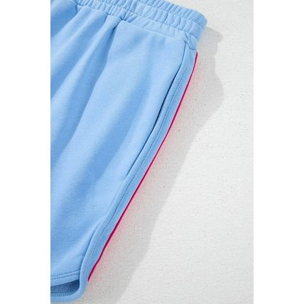 Beau Blue Striped Accent Pullover and Shorts Two Piece Casual Set