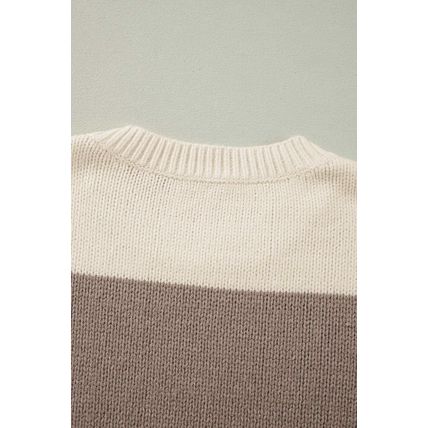 Simply Taupe Colorblock Loose Pullover Sweater