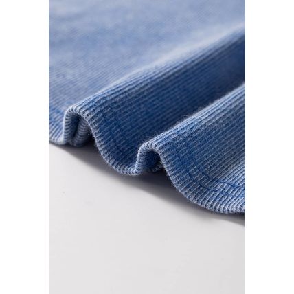 Sky Blue Mineral Wash Ribbed Notch Neck Tank Top