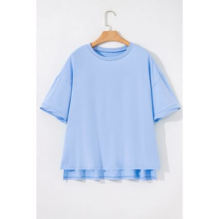 Myosotis Loose Half Sleeve Hi Low Hem T Shirt