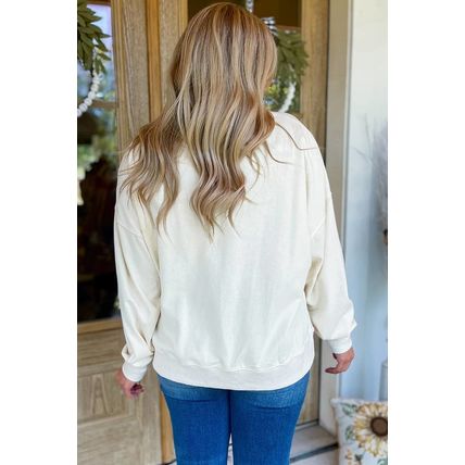 White Halloween Pumpkin Patched Loose Sweatshirt