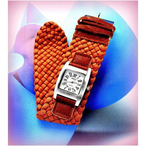 Sale Leisure Woven Brown Chic Wide Bangle Square Face Wrist watch Jewellery 1300